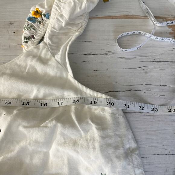 Free People Wildflower Embroidered Linen Blend Mini Dress Size Medium - Picture 8 of 12
